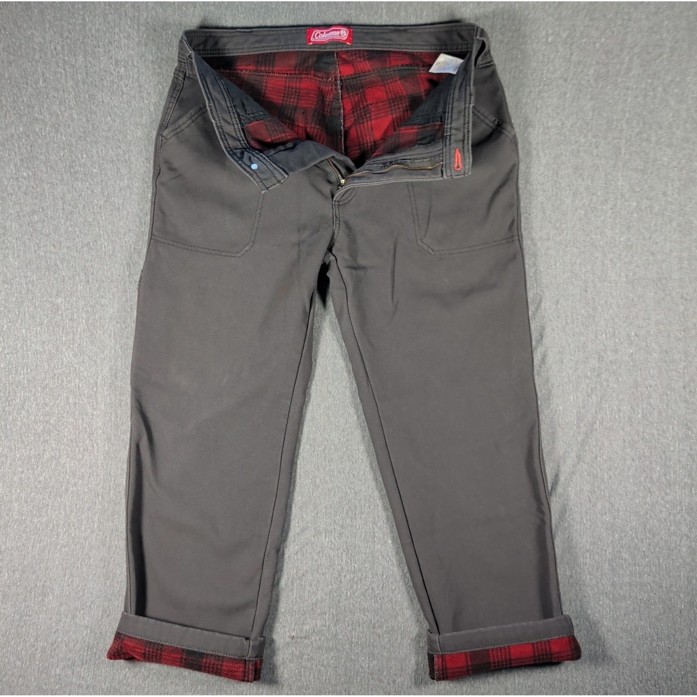 COLEMAN Pants 34x28 Black Fleece Flannel Lined Canvas Gorpcore Carpenter Outdoor